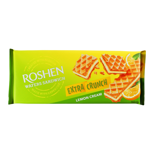 Вафлі wafers crunch лимон Roshen142г