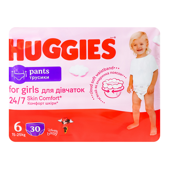 Трусики-підгузники дівч.Huggies 6 30шт
