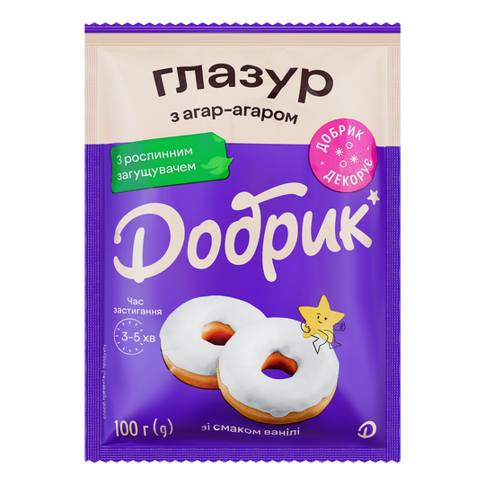 Глазур з агар-агар.Добрик ван.біла,100г