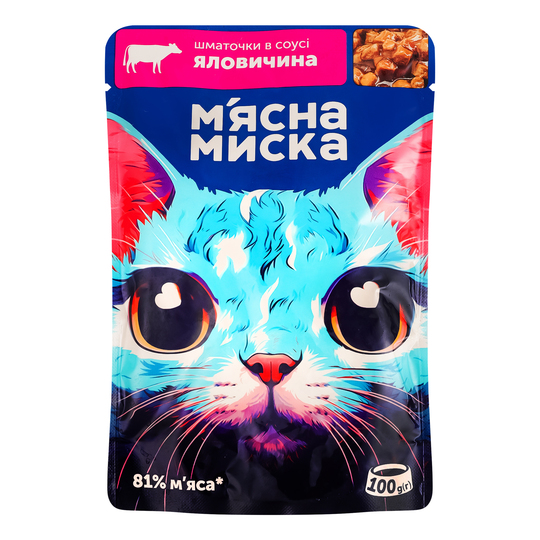 Корм д/кот.пауч ММ шм.соус з ялов. 100г