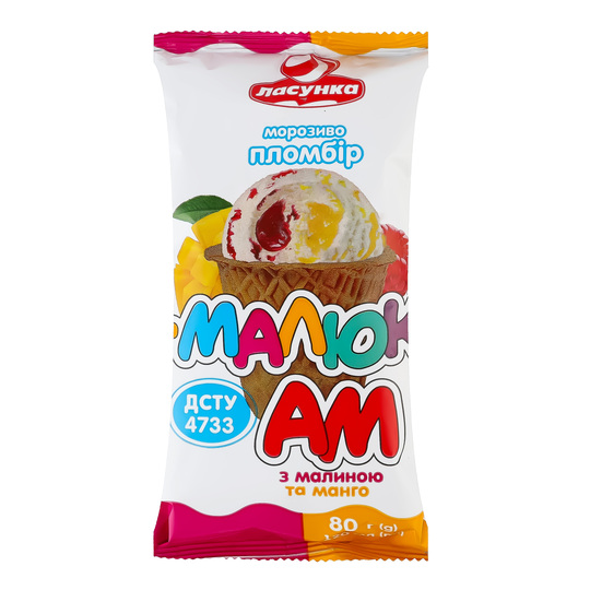 Морозиво Малюк-АМ малина-манго в/ст.80г