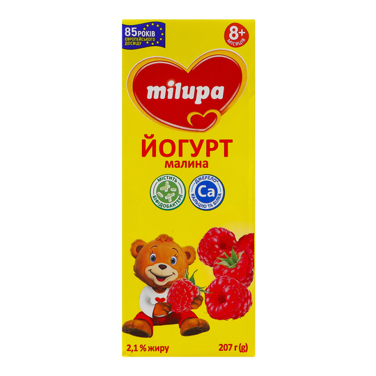 Йогурт Мілупа малина 2,1% тетра 207г