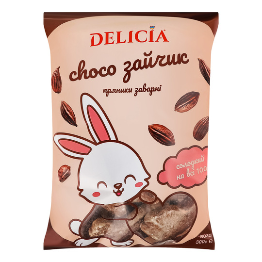 Пряники заварні Choco зайчик Delicia300г