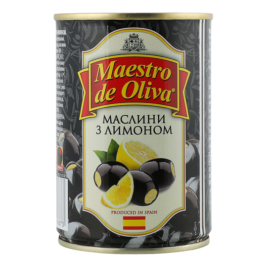 Маслини Maestro de Oliva лимон б/к 280г