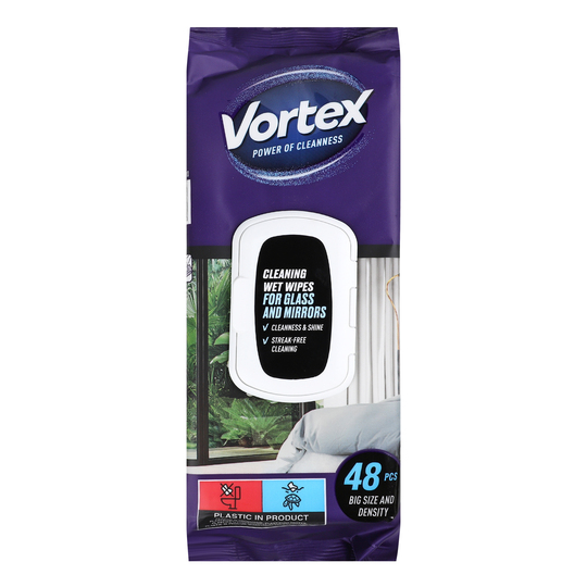 Серветки вологі для скла Vortex48 шт