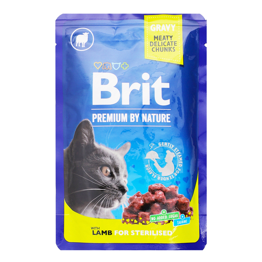 Корм д/кот.стер.пауч Brit Prem.ягня 100г