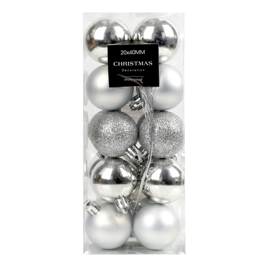 Набір куль ялинк.срібло Koopman 20*40 мм