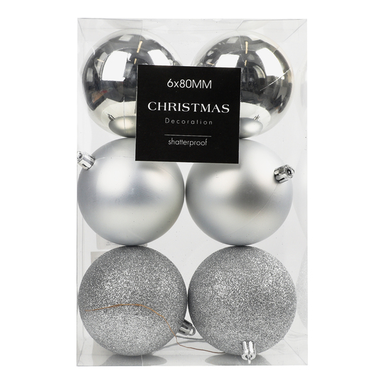 Набір куль ялинк.срібло Koopman6*80 мм