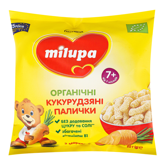 Палочки кукурудз.Milupa морква 20г