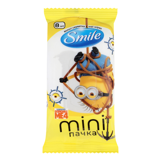 Серветки вологі міньйони Smile 8шт