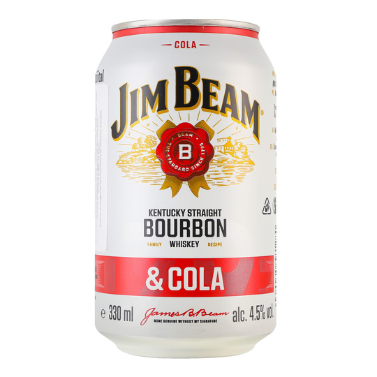 Напій с/а Jim Beam Cola 4,5%, 0,33л з/б