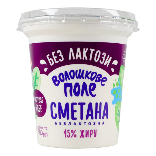 Сметана б/л 15% Волошкове Поле 300г ст.