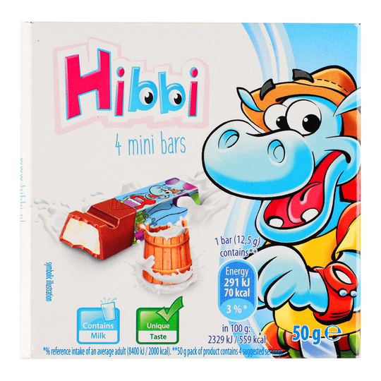 Шоколад мол.молочним смаком Hibbi 50г