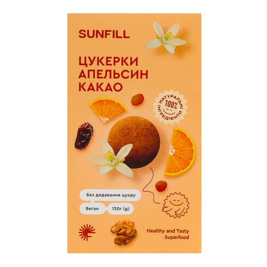 Цукерки шок.Апельсин-Какао Sunfill 120г