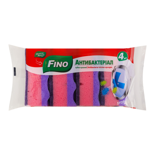 Губки кухонні антибактеріал.Fino 4шт