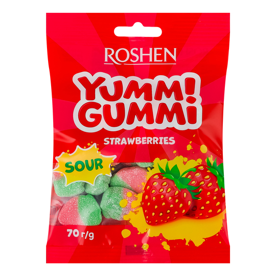 Цукерки желейні Yummi G. Sour Strawb 70г