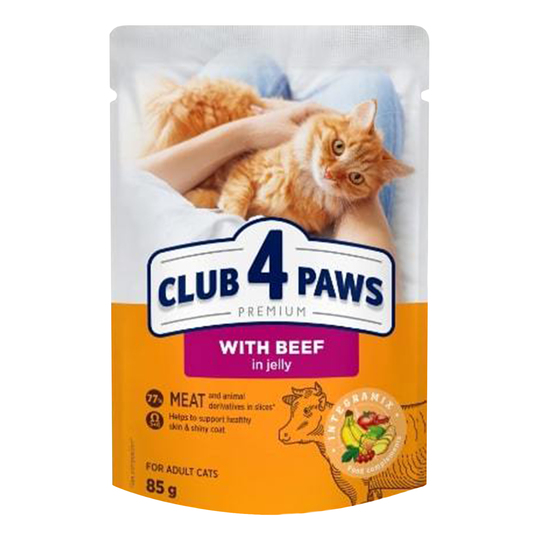 Корм вологий пауч д/котів ялович,C4P 85г