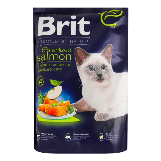 Корм сухий д/ст.котів Brit з лосос.1,5кг