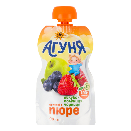 Пюре Ябл-Пол-Чорн Агуня дой-пак 90г