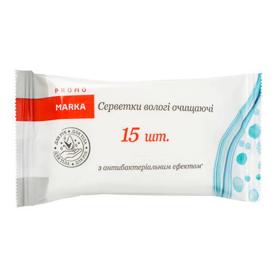 Серветки вол.антибак.еф.Marka Promo15шт