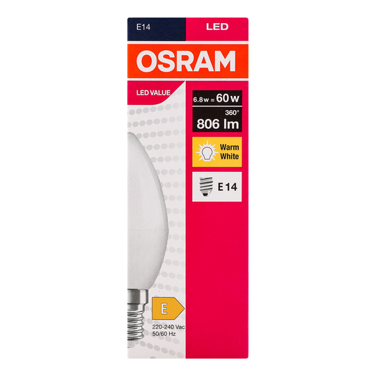 Лампа LED свічка 6,5W E14 3000K Osram