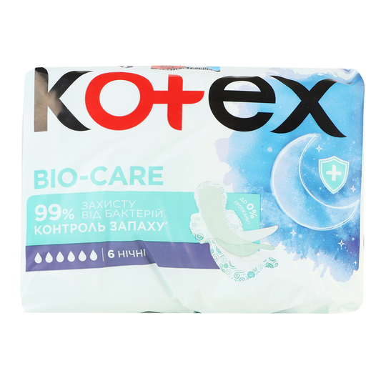 Прокладки bio care night Kotex 6шт