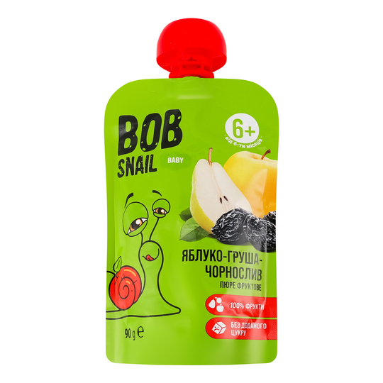 Пюре ябл/гру/чорн від 6м. Bob snail 90г
