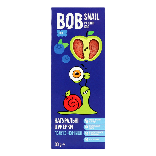 Цукерки ябл.чорнич.натур.Равлик Боб 30г