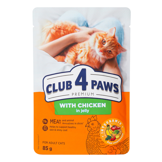 Корм вологий д/котів С4Р курка желе 85г