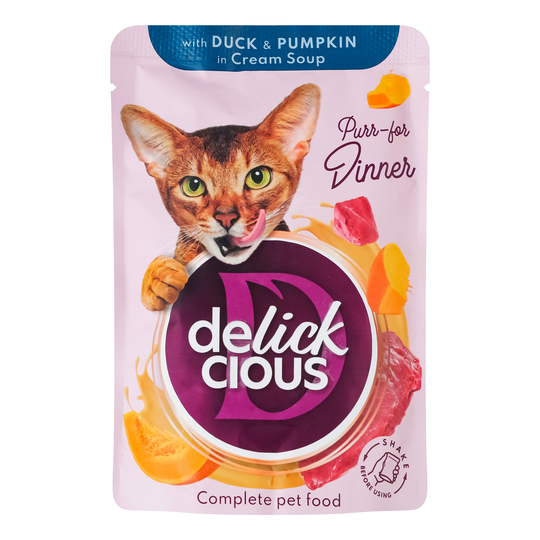 Корм вологий д/котівDELICKCIOUS качка85г