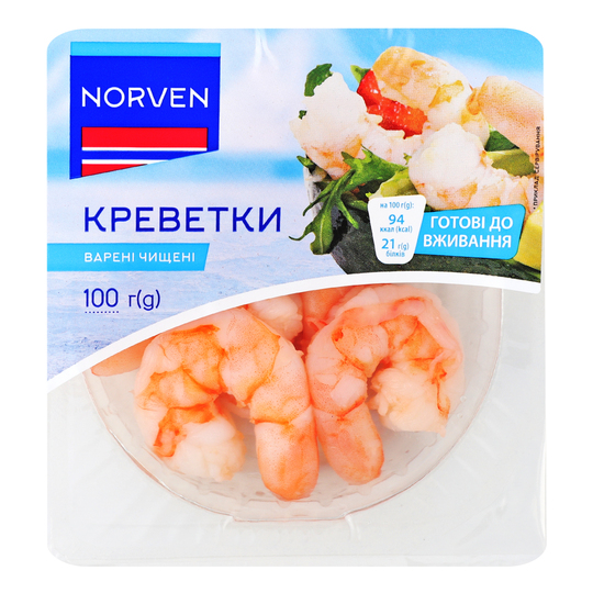 Креветки варені чищені Norven 100г