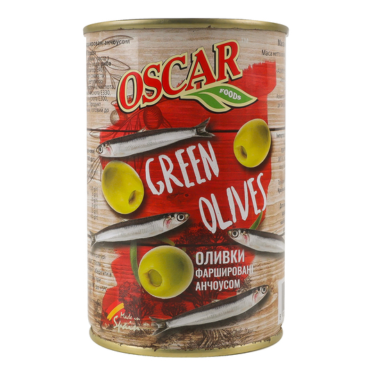 Оливки Oscar фар.Анчоус 300мл