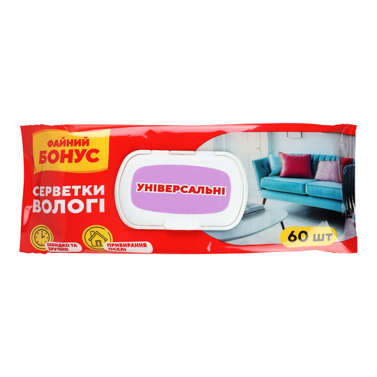 Серветки д/приб.ун.клап.Файний бонус60шт