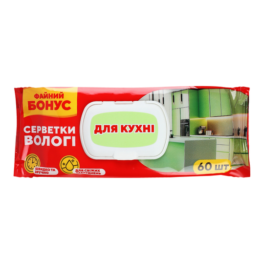 Серветки д/приб.кух.кл.Файний бонус 60шт