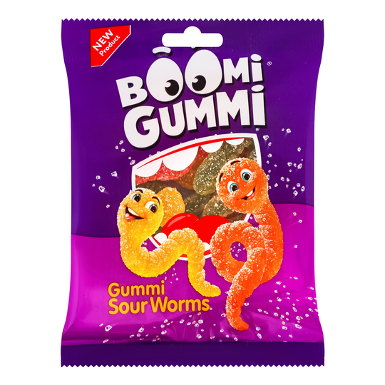 Цукерки жел/sour worms Boomi Gummi 70г
