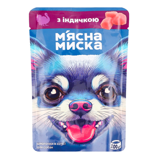 Корм вологий д/собак індичка ММ пауч100г
