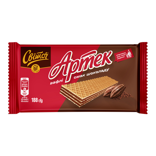 Вафлі см.шоколаду Артек Світоч 188г