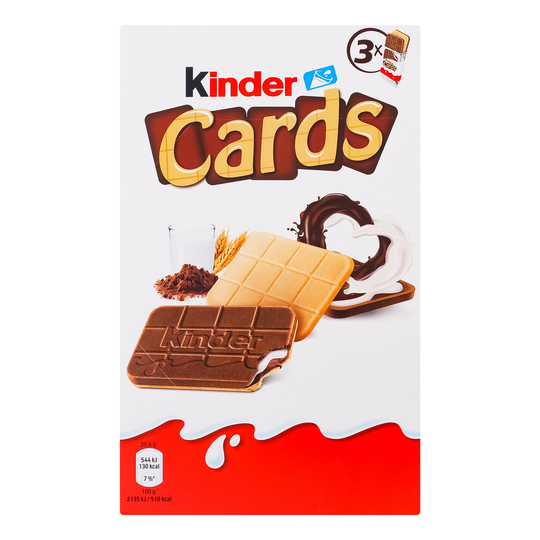 Вафлі мол.какао cards Kinder 3*25,6г