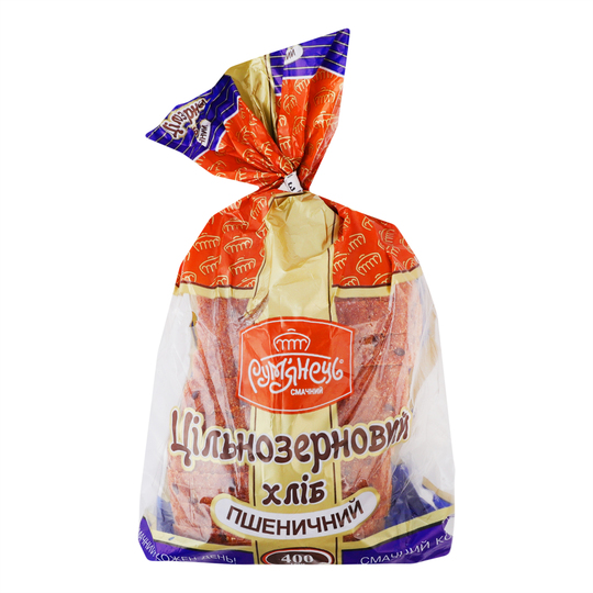 Хліб Цільнозерновий наріз.Рум'янець 400г