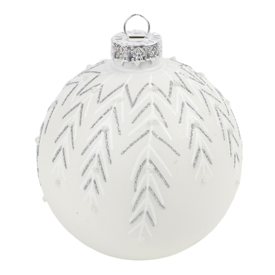 Куля біла з листками KPMN 8см в асорт.