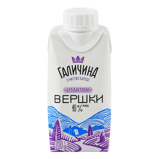 Вершки б/л Галичина 10% 200г т/п