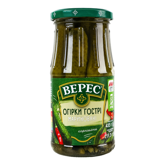 Огірки гострі мариновані Верес с/б 435г