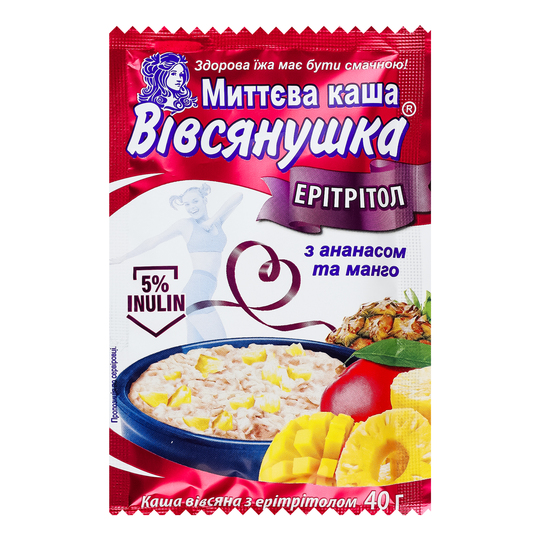 Каша вівс.з еріт.ман.анан.Вівсянушка 40г