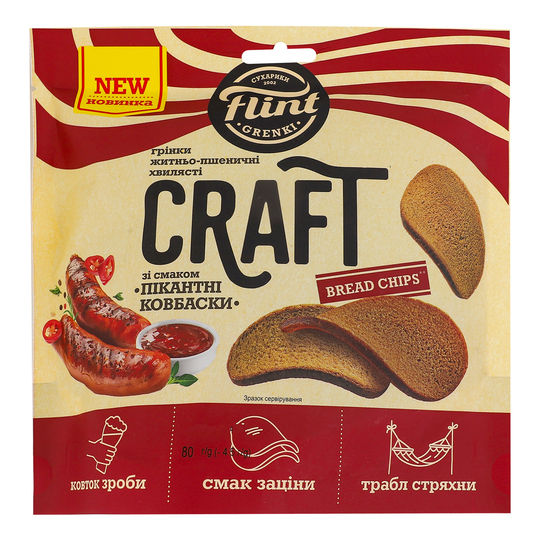 Грінки жит.-пшен. Пік.ковб.Flint 80г д/п