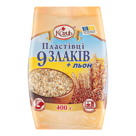 Пластівці 9 злаків та льон Kozub 400г