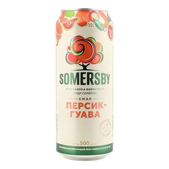 Сидр Somersby Персик-гуава 4,7% 0,5л з/б
