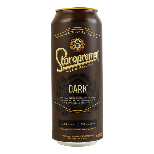 Пиво Staropramen Dark тем.4.4% 480мл з/б