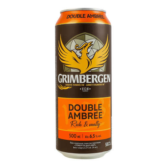 Пиво Grimbergen Double amb.6.5%500мл з/б