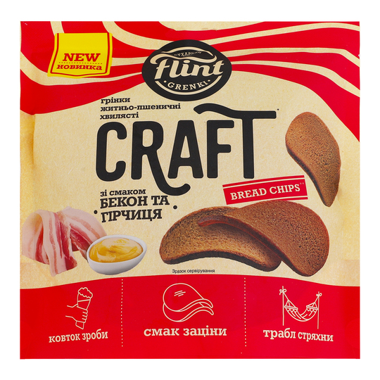 Грінки Бекон та гірчиця Craft Flint 80г