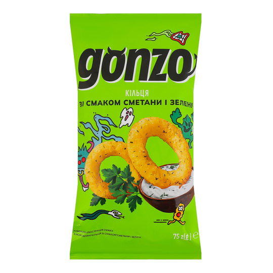 Кільця кукурудз. смет. та зел. Gonzo 75г